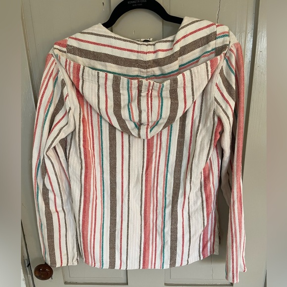 Roxy Multicolored Drawstring Long Sleeve Polo Sweatshirt With Pockets And Hood - Picture 12 of 16